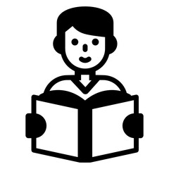
An educational hobby, book reading glyph icon

