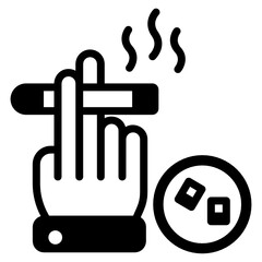 
Cigarette in hand, solid icon of smoking

