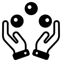 
Balls in hand, solid icon of juggling

