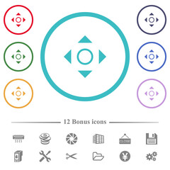 Scrolling tool flat color icons in circle shape outlines