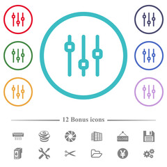 Vertical adjustment flat color icons in circle shape outlines