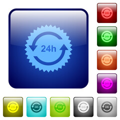 24 hours sticker with arrows color square buttons