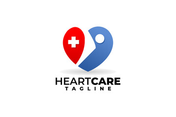 people symbol inside a heart shape. medical unique logo for clinic, hospital or pharmaceutical.