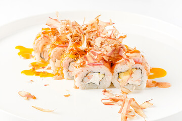 sushi set on the white plate