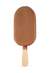 Brown chocolate coated popsicle ice cream isolated on white.
