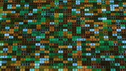 Colorful background of numeric cells. Animation. Computer background with digital cells changing values. Colorful numbers and letters changing on digital field - Powered by Adobe