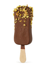 Ice cream popsicle with corn flakes sprinkles isolated.