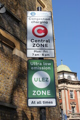 ULEZ stock footage London, UK - April 9 2019: ULEZ (Ultra low emission zone) London prepare Ultra...