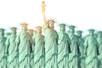 Statues of Liberty. Leadership and democracy in USA concept.