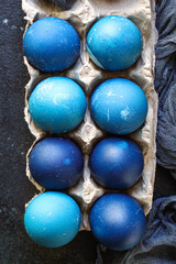 easter eggs tasty treat festive table snack rustic healthy meal top view copy space for text food background 