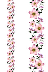 A seamless ribbon border of Hellebore flowers and buds is painted in watercolor. Design for fabric, packaging, frame, adhesive tape, paper
