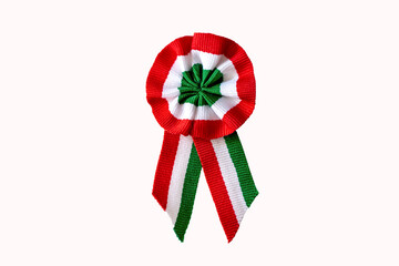 isolated on white tricolor rosette on spring tree with bud symbol of the hungarian national day...