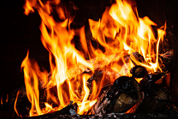 Fire Pit at night showing glowing embers