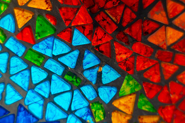 texture of a multi-colored mosaic close-up