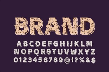 retro font, typeface design, green and orange vector background