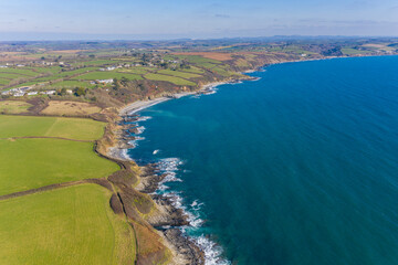 Aerial photograph of Porthbean , Roseland, Cornwall, England