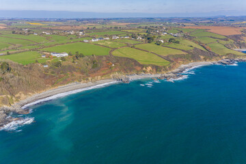 Aerial photograph of Porthbean , Roseland, Cornwall, England