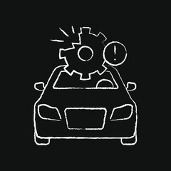 chalk effect icon, car accident, use of a faulty vehicle