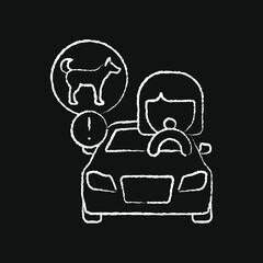 chalk effect icon, car accident, animals in the car
