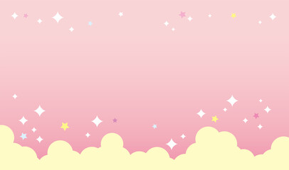 背景イメージ素材3_可愛い_背景_バック_ピンク_ゆめかわ_横長_広告_バナー_横_キラキラ cute fluffy pink back image 雲と背景分離可能