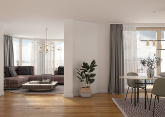 Modern living room in the luxury flat