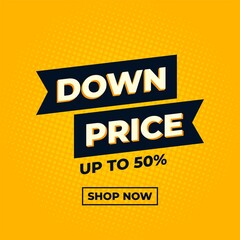 down price yellow and black spray abstract sale banner
