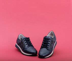Footwear for women on pink background. Fashion and beauty concept