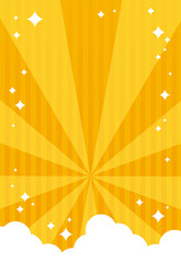 背景イメージ素材6 バナー640_930_広告_集中線_雲 イエロー_キラキラ_縦 ストライプ vartical  Advertising background image yellow orange sky and cloud