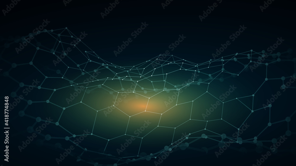Poster 3d abstract digital technology background. futuristic sci-fi user interface concept with gradient do