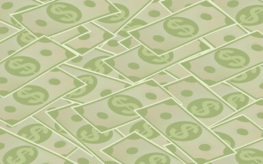 Background material lined with dollar bills, isometric,