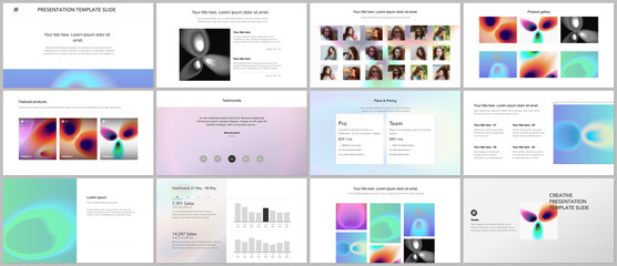 Vector templates for website design, presentations, portfolio. Templates for presentation slides, flyer, leaflet, annual report. Medical design with bright colored gradient pattern in form of cells.
