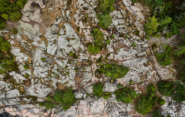 Aerial view of the rocky landscape in Finland in Autumn. Porkkalanniemi is a peninsula in the Gulf of Finland.