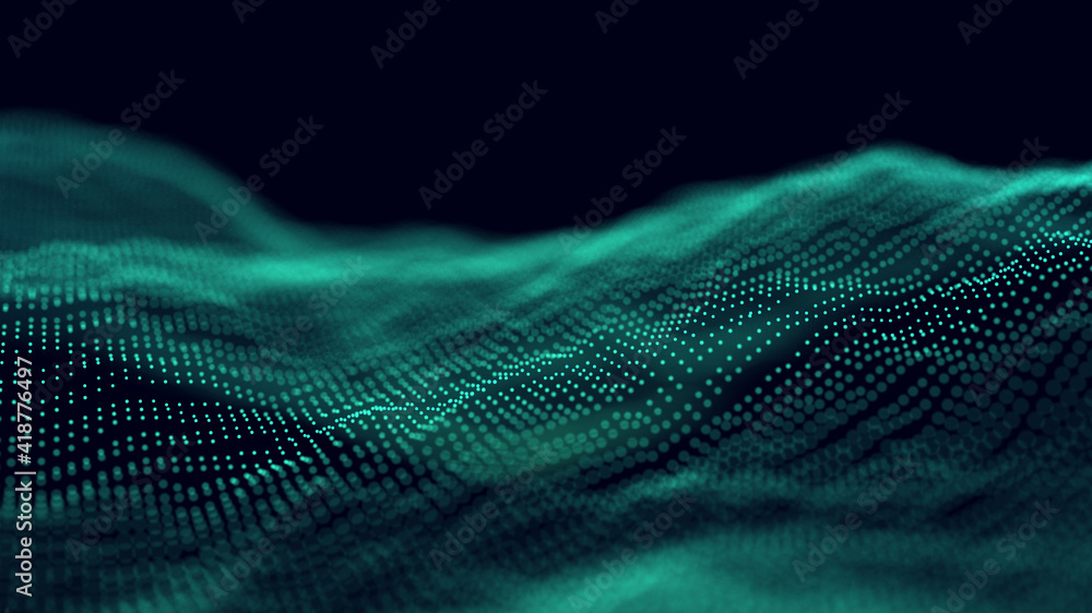 Poster abstract 3d technology and science neon visualization. blockchain and cryptocurrency. digital wallpa