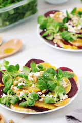 Beetroot and oranges fresh vegetarian salad