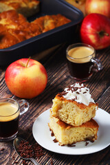 Freshly cooked apple pie with whipped creme