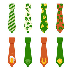 A set of patterns for leprechaun ties. Vector illustration with the holiday of St. Patrick's Day. © tamatus_art