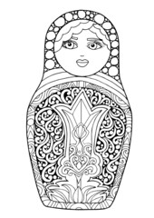 black and white isolated russian matrioshka  doll