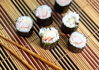 tasty sushi rolls made from fresh and delicious and healthy fish