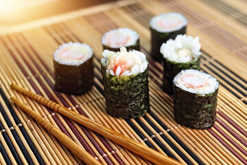 tasty sushi rolls made from fresh and delicious and healthy fish