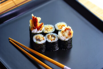tasty sushi rolls made from fresh and delicious and healthy fish