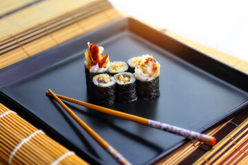 tasty sushi rolls made from fresh and delicious and healthy fish