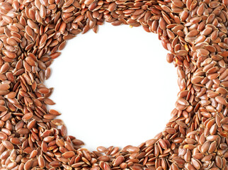 Flax seeds on white background.