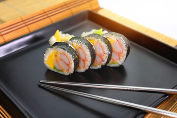 delicious sushi made from fresh and delicious and healthy fish prepared in a home way