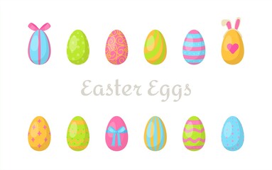 Easter egg set. Vector illustration of coloring eggs for the holiday for the faithful. Preparing a basket for the holy day.