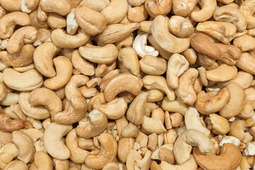 dried cashew nuts close-up. nut crumbs
