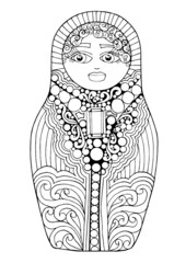 black and white isolated russian matrioshka  doll