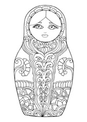 black and white isolated russian matrioshka  doll