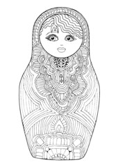 black and white isolated russian matrioshka  doll