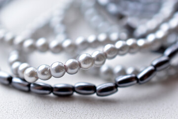 Beads of blue beads on a white background costume jewelry