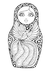 black and white isolated russian matrioshka  doll